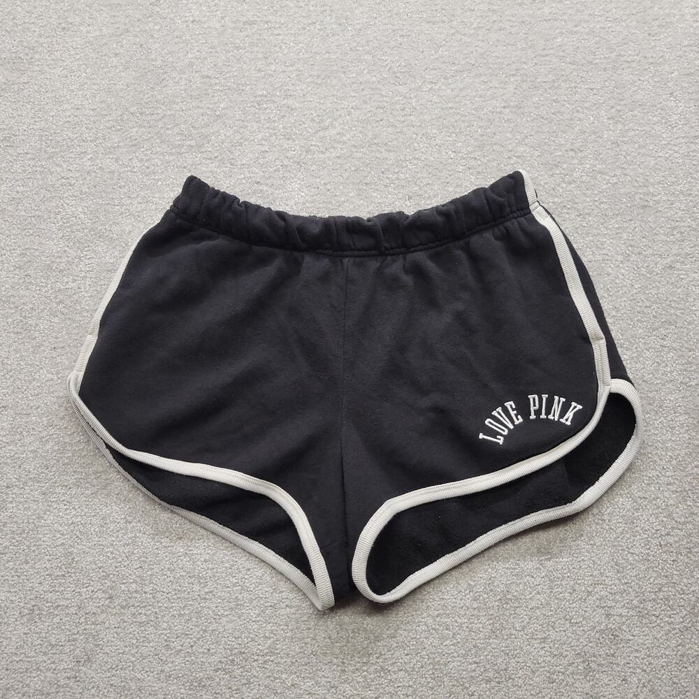 Victoria’s Secret PINK Womens M Love Pink Black Dolphin Shorts Lounge Y2K